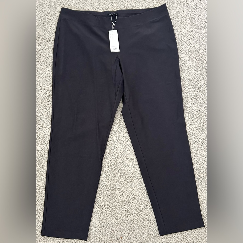 Eileen Fisher -Washable Stretch Crepe Gray Slim Ankle Pants - Size XL -NWT -$168